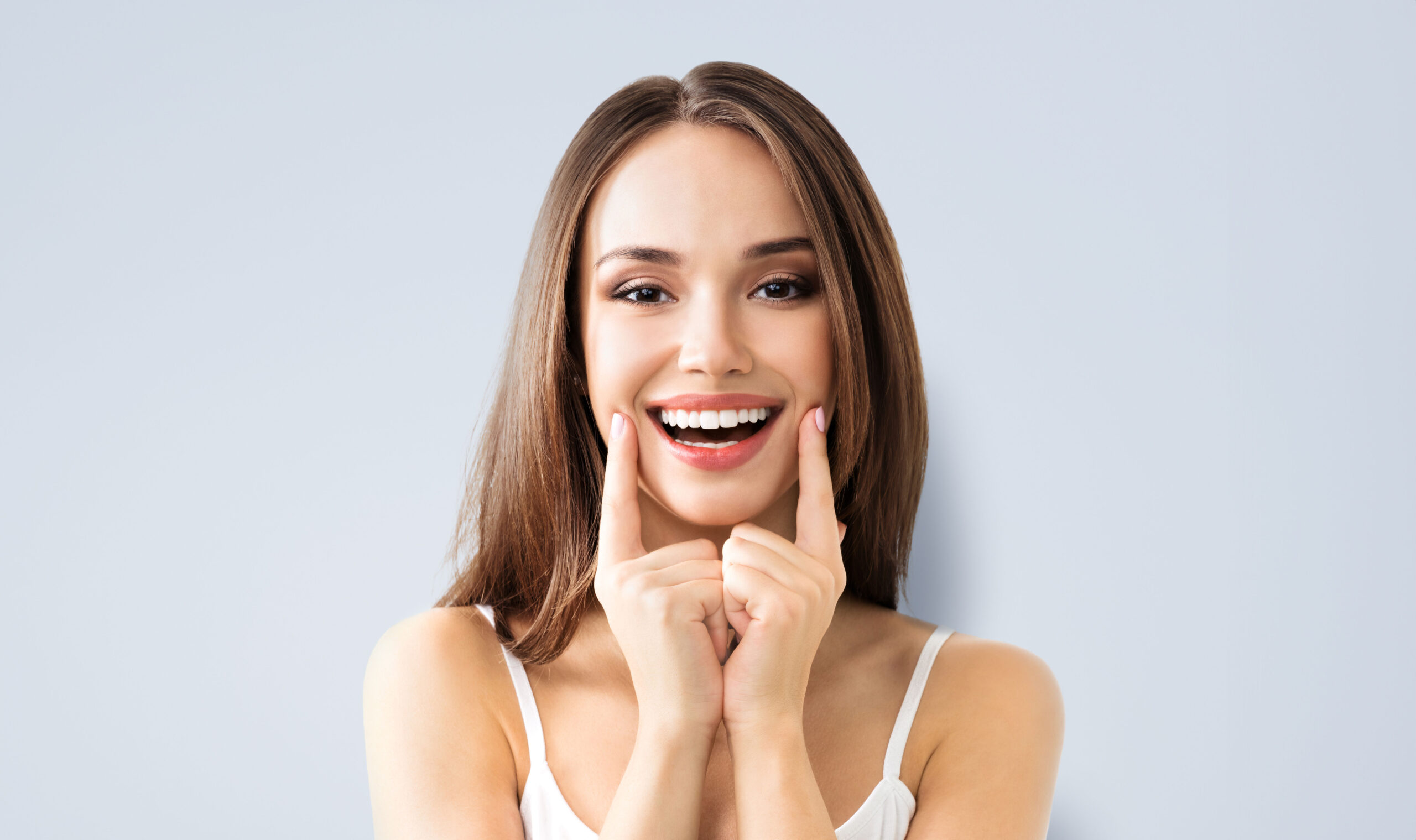 young woman showing smile